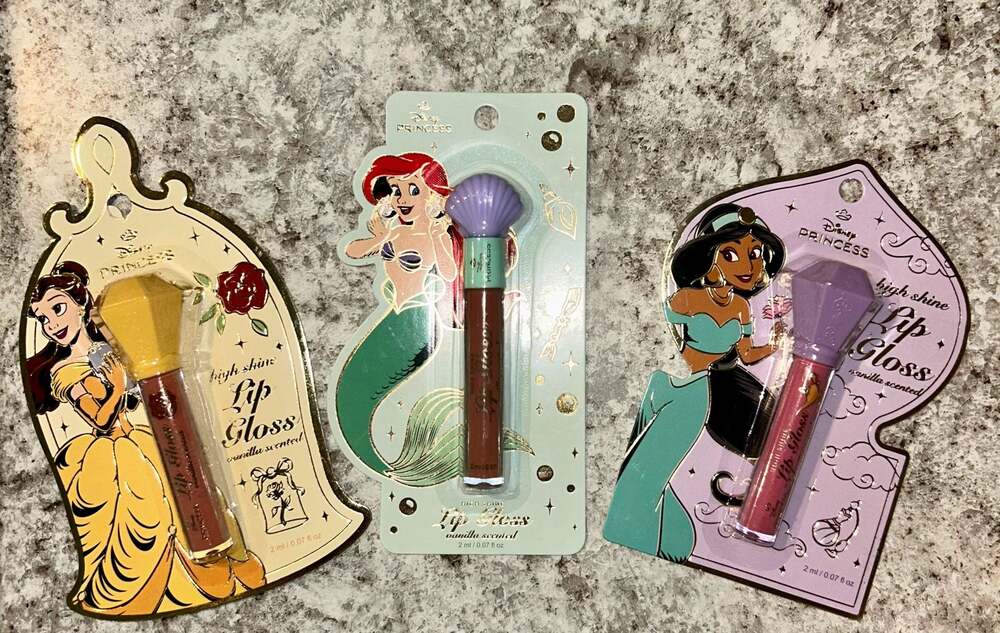 Disney Princess High Shine Vanilla Scented Lip Gloss Set (Belle, Ariel, Jasmine)